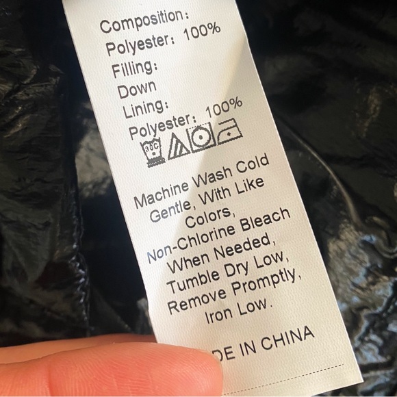 🖤 JET BLACK TALL ZIP UP HOODED DOWN WINTER JACKET! - Picture 9 of 12